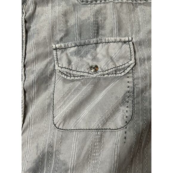 BKE Buckle Shirt Men Large Grey Dapple Metal Snap Epaulettes Pockets Long Sleeve - Picture 8 of 14
